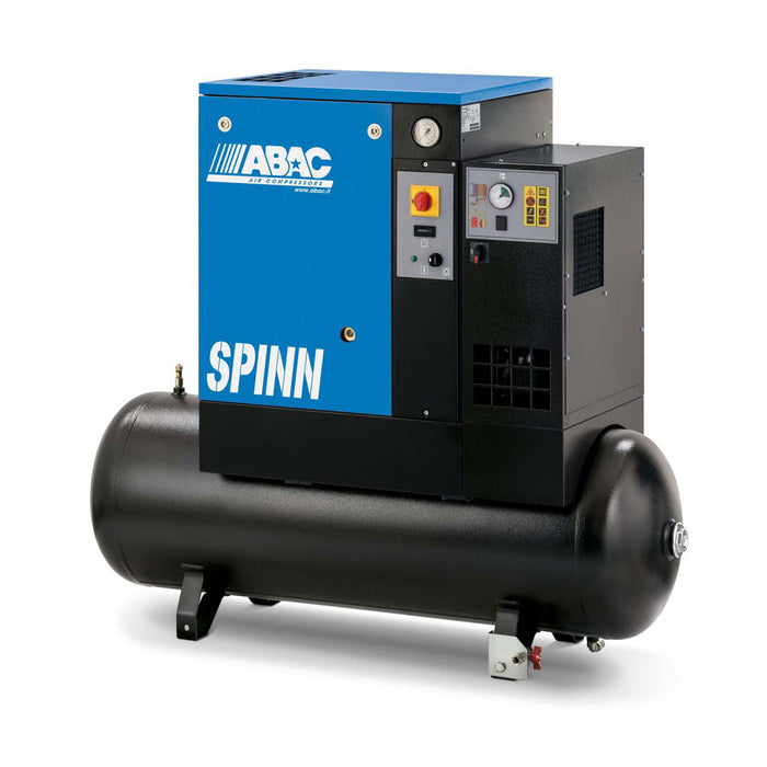 ABAC SPINN4E Screw Compressor/Dryer/Receiver (5.5HP/4Kw, 18.2 CFM, 10 Bar, 200 Litre Tank Three Phase)