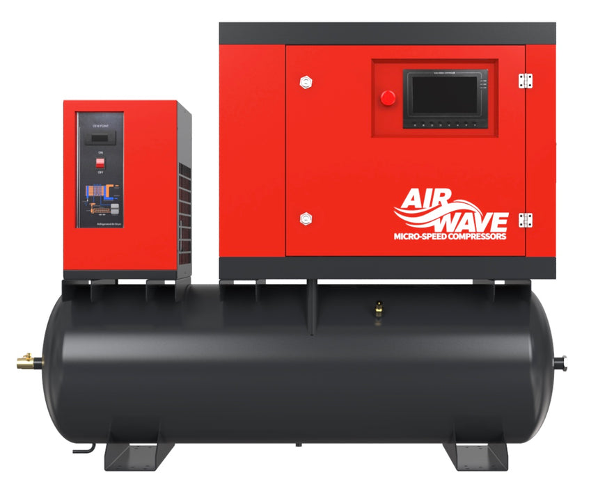 MICRO-SPEED 4kw - 10 BAR - 200 Litre - 17CFM - Tank Mounted + Dryer