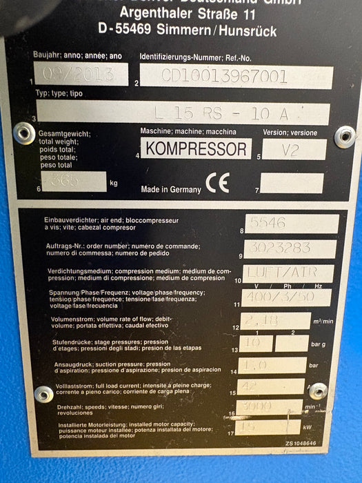 Compair L15RS 10 bar 76CFM