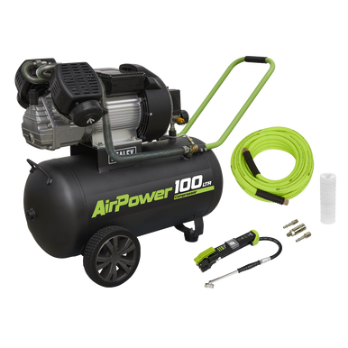 100L Direct Drive V-Twin Air Compressor 3hp with Air Accesso