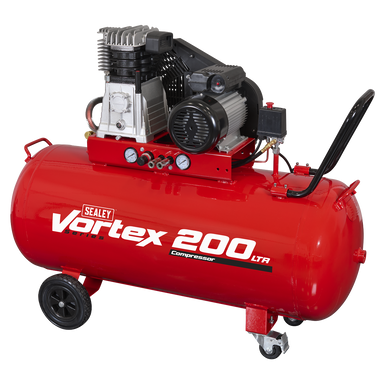 200L Belt Drive Air Compressor with Cast Cylinders & Wheels