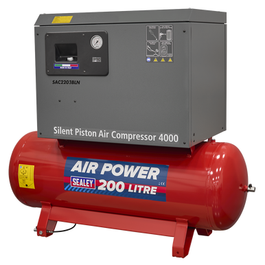 200L Low Noise Belt Drive Air Compressor with Cast Cylinders