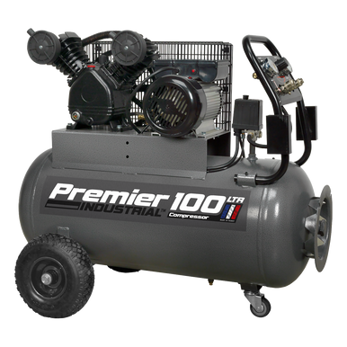 Premier 100L Belt Drive Air Compressor with Front Control Pa