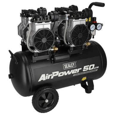 50L Low Noise Oil Free Direct Drive Air Compressor 2 x 2hp