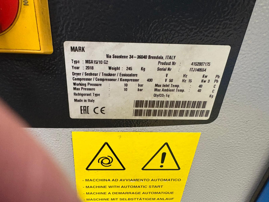 MSA 15kw Mark Screw Compressor 10 Bar