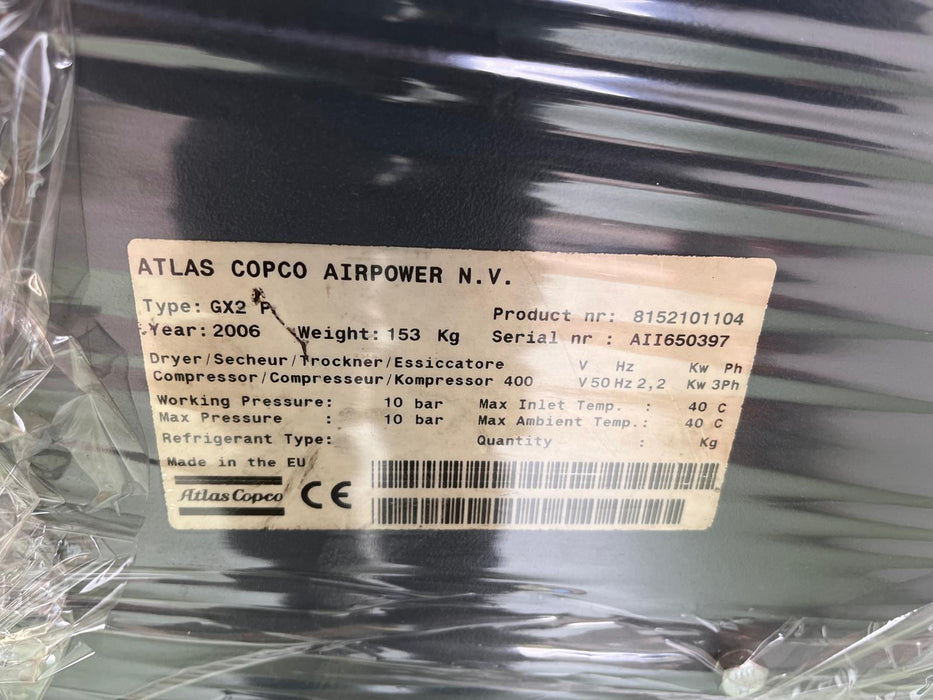 Atlas Copco GX 2kW 10 bar screw compressor
