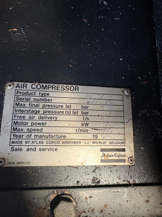 Atlas Copco ZT 37kW 8 Bar OIL FREE