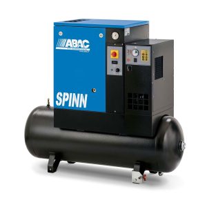 ABAC SPINN2,2E Screw Compressor/Dryer/Receiver (3HP/2.2Kw, 10.4 CFM, 10 Bar, 200 Litre Tank, Single Phase)